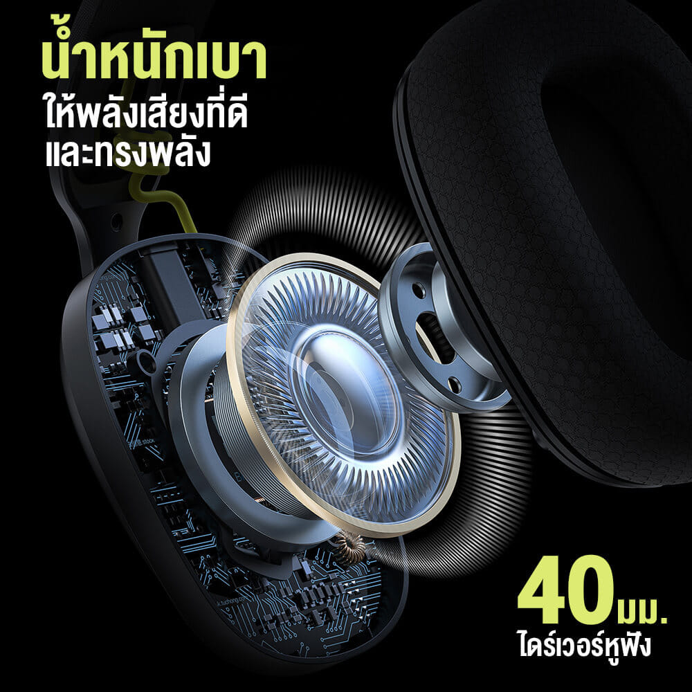 หูฟังเกมมิ่งไร้สาย ONIKUMA KUMA หูฟังระดับ E-SPORTS เชื่อมต่อได้ 3 โหมด - สีดำ_4